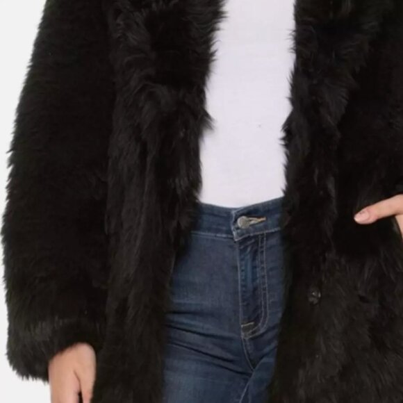 NEW UGG ESME Women's Black Shearling Long Coat Size XL MSRP $2295 Luxury Toscana - Picture 2 of 8